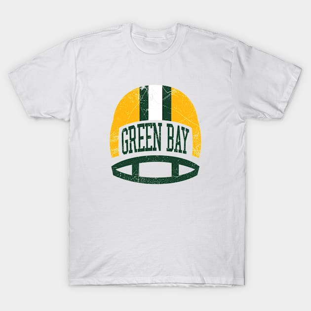 Green Bay Retro Helmet - White T-Shirt by KFig21
